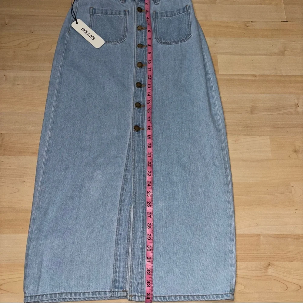 ROLLA'S Sailor Denim Midi Skirt NWT Vintage Blue High Rise Size 24